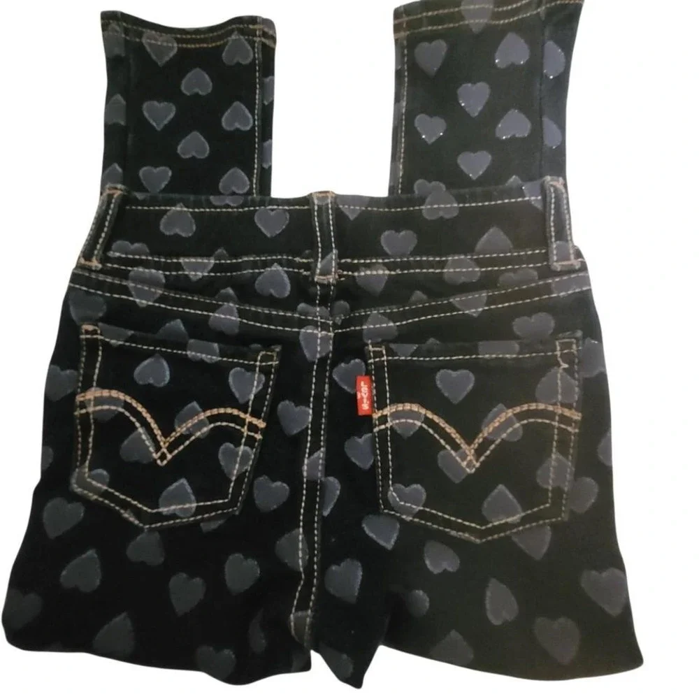 Toddler Girl 3T Dark Blue jean stretch Levi leggings‎ W Blue Hearts Too Cute!!!
